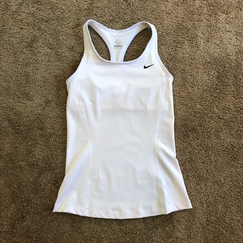 Nike Dri-FIT Workout Tank Top, White w/ Bra